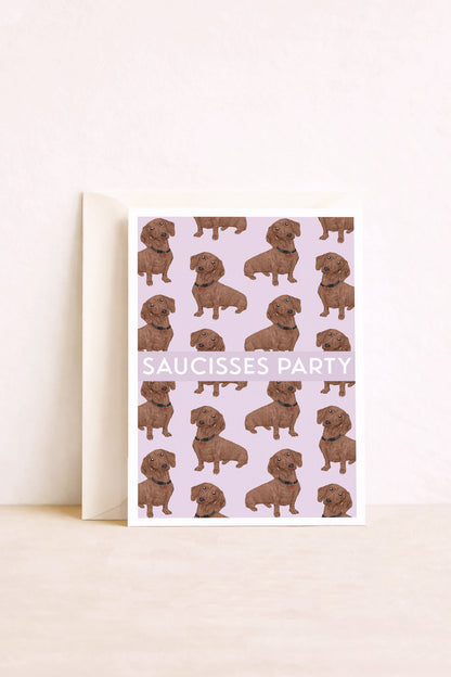 Carte postale motif teckels, ou chien saucisse