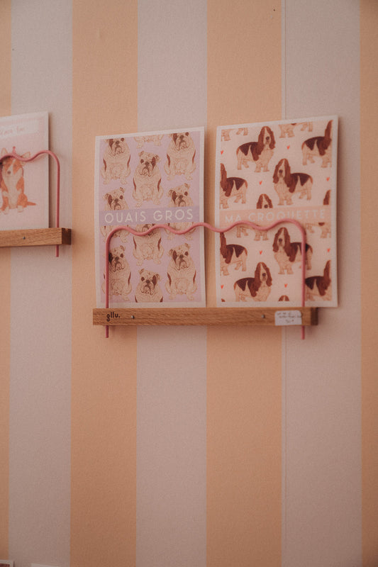 Cartes postales chiens basset et bouledogue