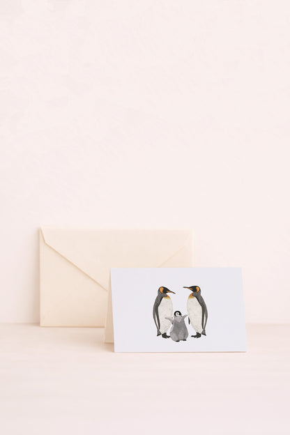 Mini carte naissance famille manchots