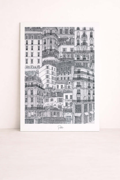 Affiche illustrée des bars et bistrots parisiens célèbres
