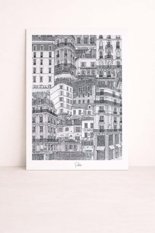 Affiche illustrée des bars et bistrots parisiens célèbres