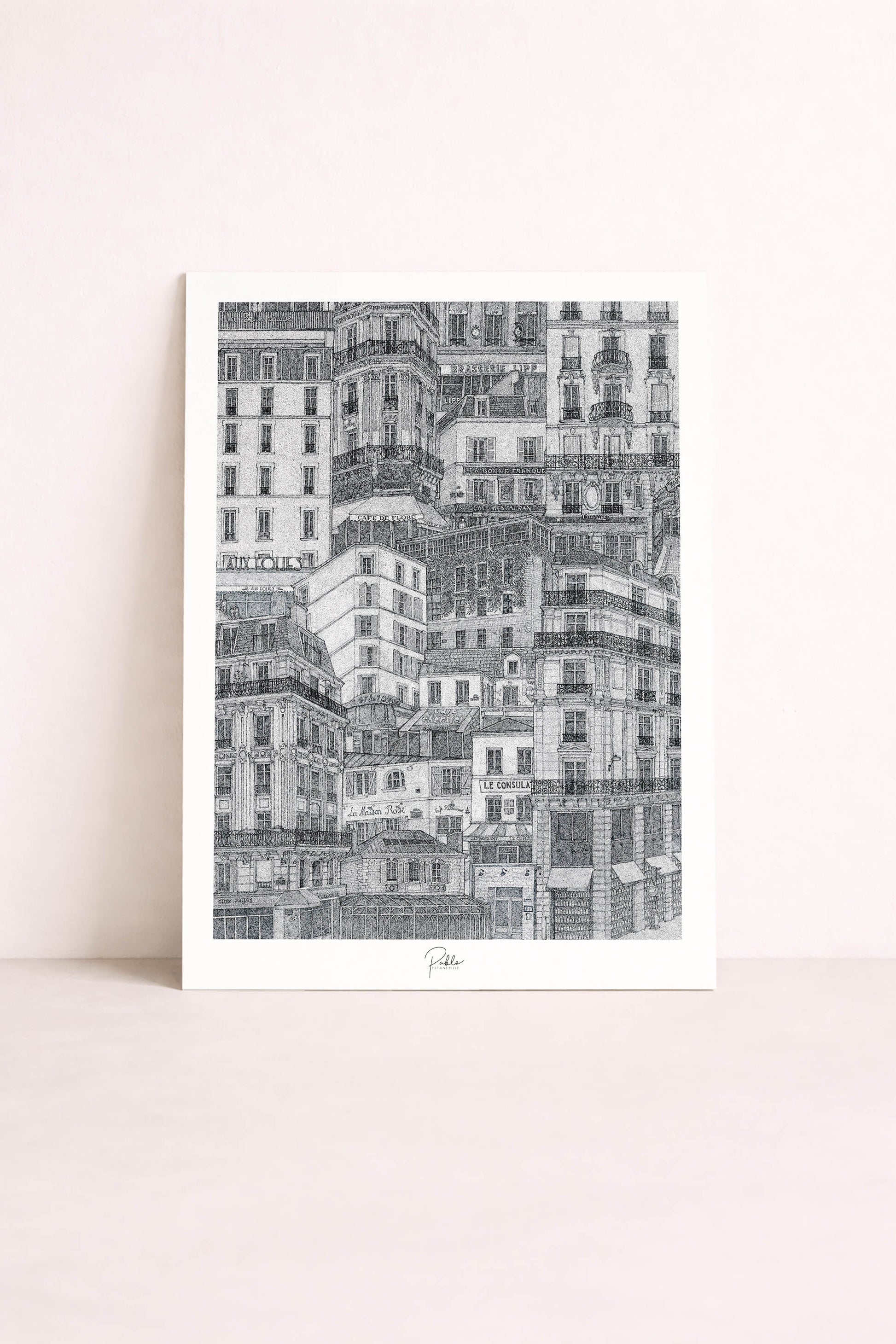 Sérigraphie illustrée de Paris, ses bars et bistros célèbres