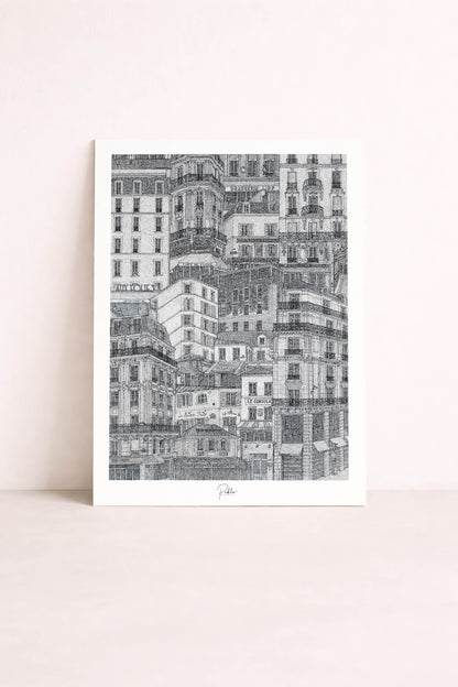 Sérigraphie illustrée de Paris, ses bars et bistros célèbres