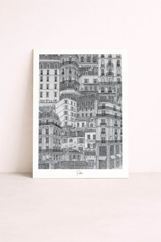 Sérigraphie illustrée de Paris, ses bars et bistros célèbres